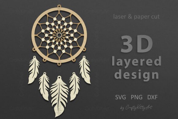 3D Dreamcatcher SVG Layered Laser Cut