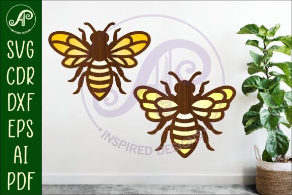 Bee Two Layer Laser Cut Outs SVG File