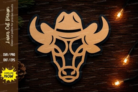 Bull Head Laser Cut SVG Design