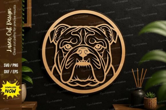 Bulldog Laser Cut Wall Art File: Precision, Versatility, and Quality for Every Project