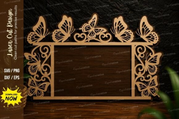 Butterfly Floral Frame Laser Cut Svg