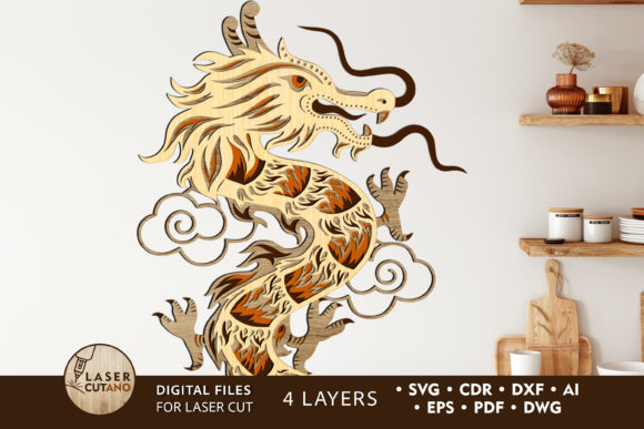 Chinese Dragon Multilayer Laser Cut File
