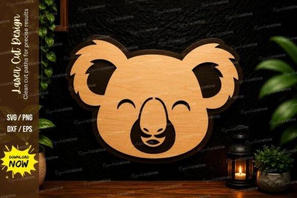 Cute Koala Face Laser Cut SVG Design