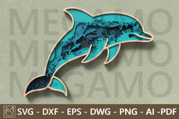 Dolphin Ocean Scene - Layered Laser Cut: A Masterpiece of Art and Function