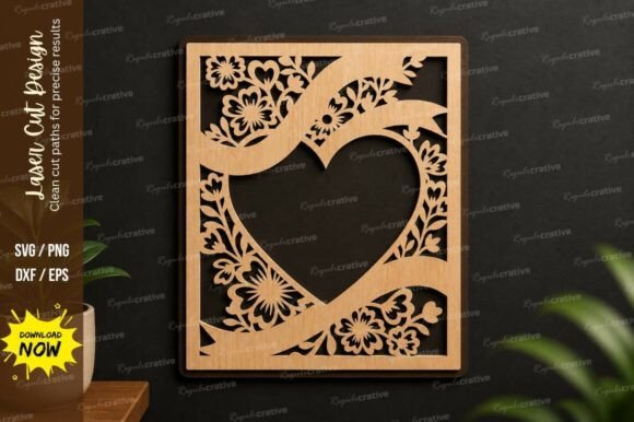 Elegant Heart Border Laser Cut SVG Design for Precision and Creativity