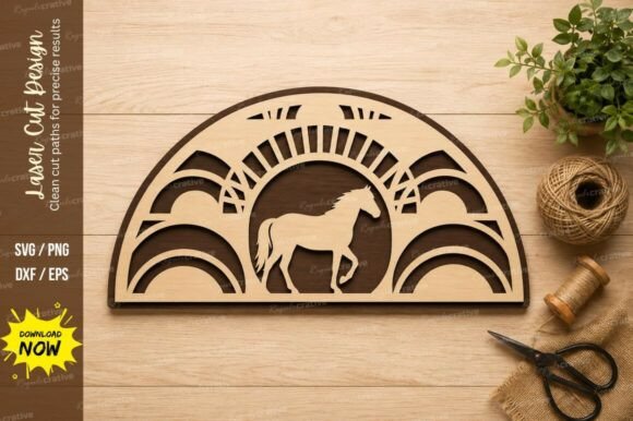 Horse Sunset Scene Laser Cut SVG Design: A Versatile and Precise Cutting Solution