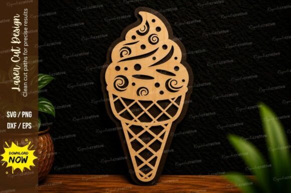 Ice Cream Cone Laser Cut SVG Sweet: A Versatile Design for Precision Projects