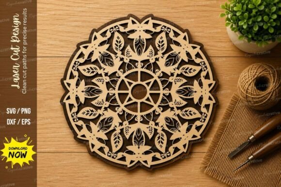 Mandala Floral Wheel Laser Cut SVG – A Versatile Design for Precision Projects