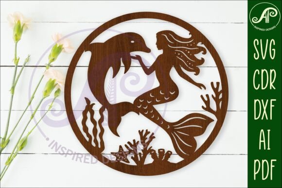 Mermaid and Dolphin Wall Art Sign: A Creative Digital Download for Laser Cutting