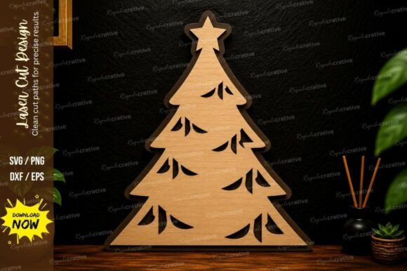 Minimal Christmas Tree Laser Cut SVG