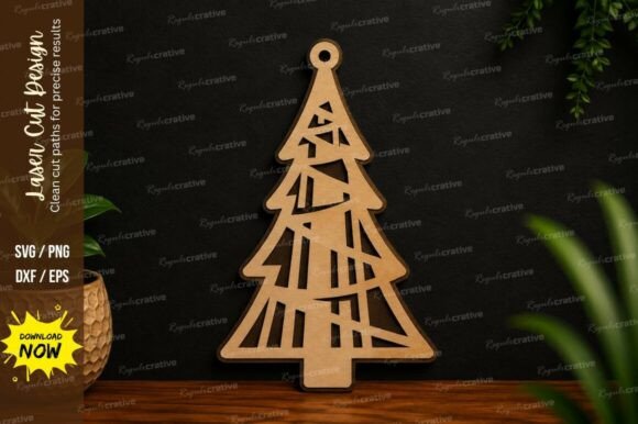 Modern Christmas Tree SVG Laser Cut Svg