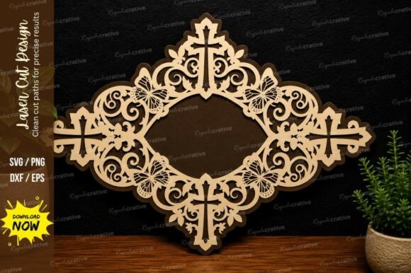 Ornate Cross Frame Laser Cut SVG File: A Versatile Design Solution for Modern Creators