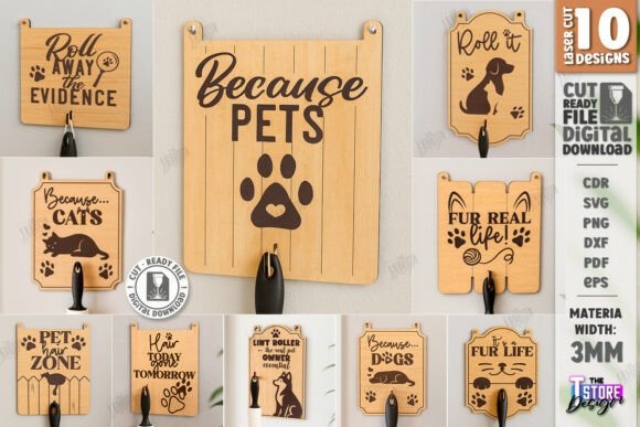 Pet Hair Roller Holders Laser Cut Bundle