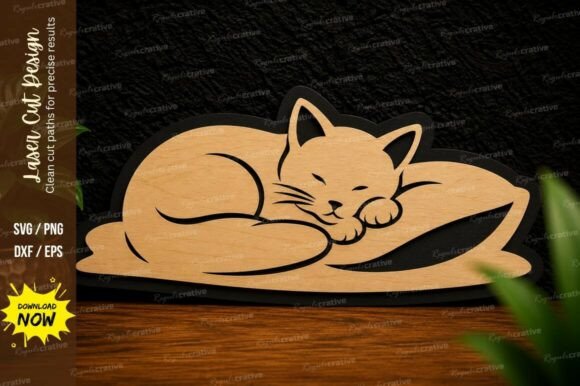 Sleeping Cat Laser Cut SVG Design: A Creative Solution for DIY Enthusiasts