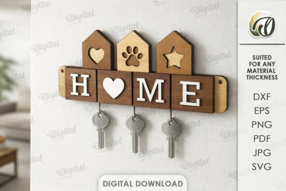 Wall Key Holder with Keychains Laser Cut: A Versatile Digital Solution for Modern Spaces